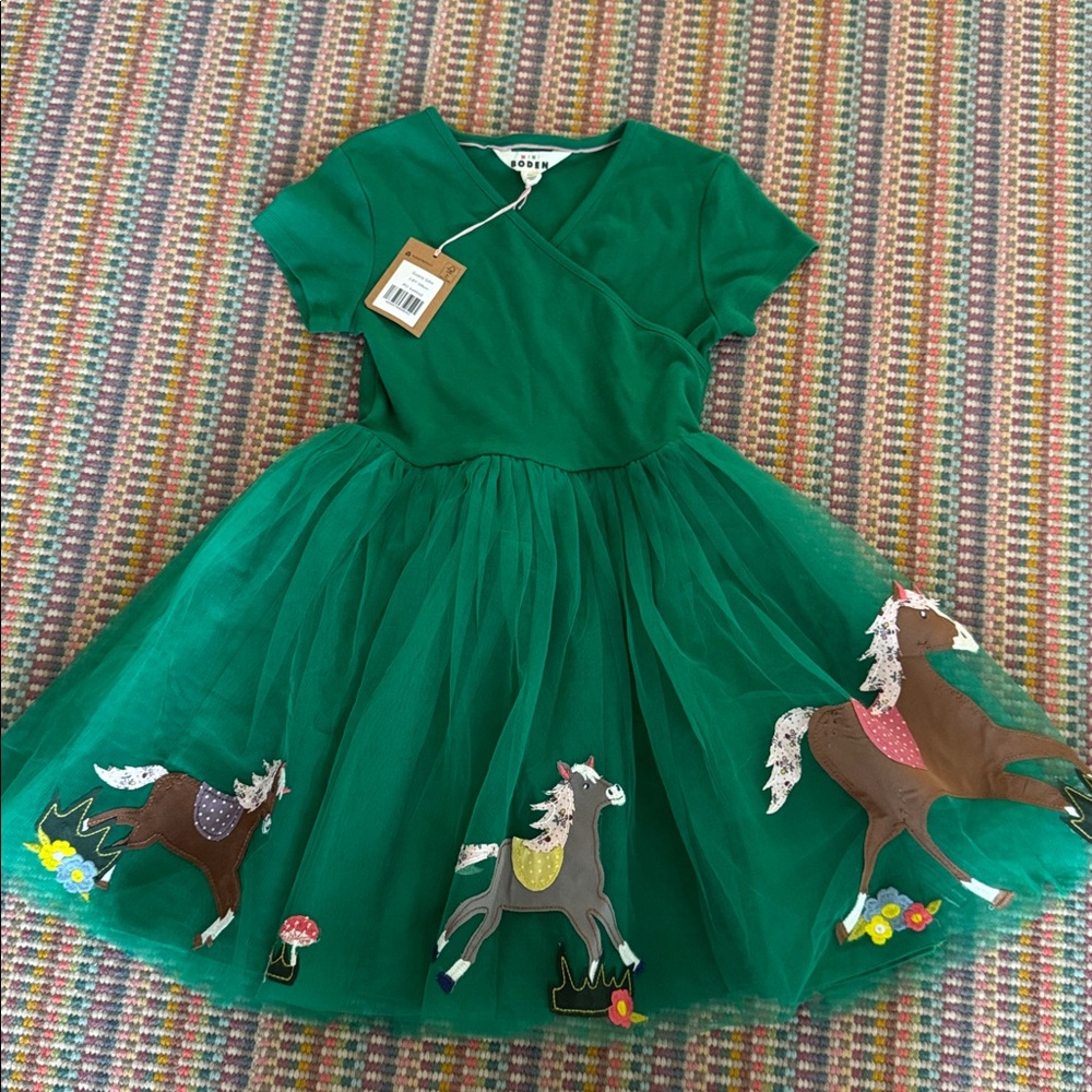 NWT Mini Boden Dress with Pony Appliqué 7/8